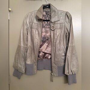 Mackage Grey Lambskin Leather Jacket Size XS